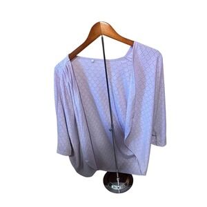 Womens 2XL Lavender Purple Crochet Knit 3/4 Sleeve Open Front Cardigan